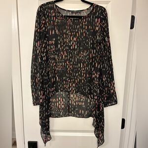 ANTHROPOLOGIE THML Long Sleeve Sheer Blouse Black Women’s Size Medium